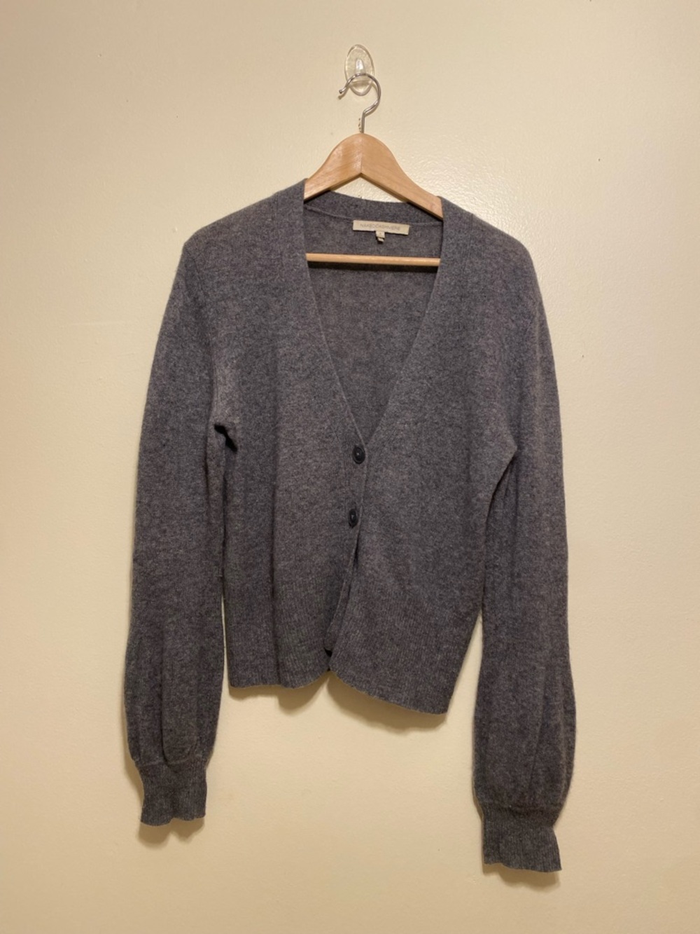 NakedCashmere Charcoal V-Neck Button Cashmere Cardigan. Size S